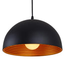 Front view of the black and gold industrial style double-layer semicircle metal chandelier in a modern office
