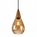 Close-up detail of the premium transparent glass lampshade and modern hardware