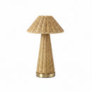 User easily swapping the interchangeable shade on the rechargeable cordless LED lamp