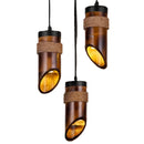 Close-up detail highlighting the natural wood grain and craftsmanship of the retro pendant light