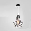 Warm LED light bulb glowing brightly inside the retro industrial metal lamp shade