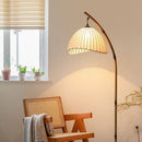 Front view of a wabi-sabi creative retro floor atmosphere lamp in a minimalist living room