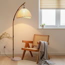 Detailed view of the handcrafted material and antique finish on the retro floor lamp